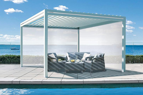 Freestanding louvered pergola-